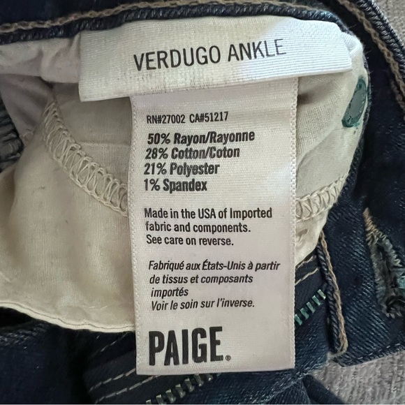 Paige Verdugo Ankle Skinny Jeans | Size 26| - Picture 6 of 7